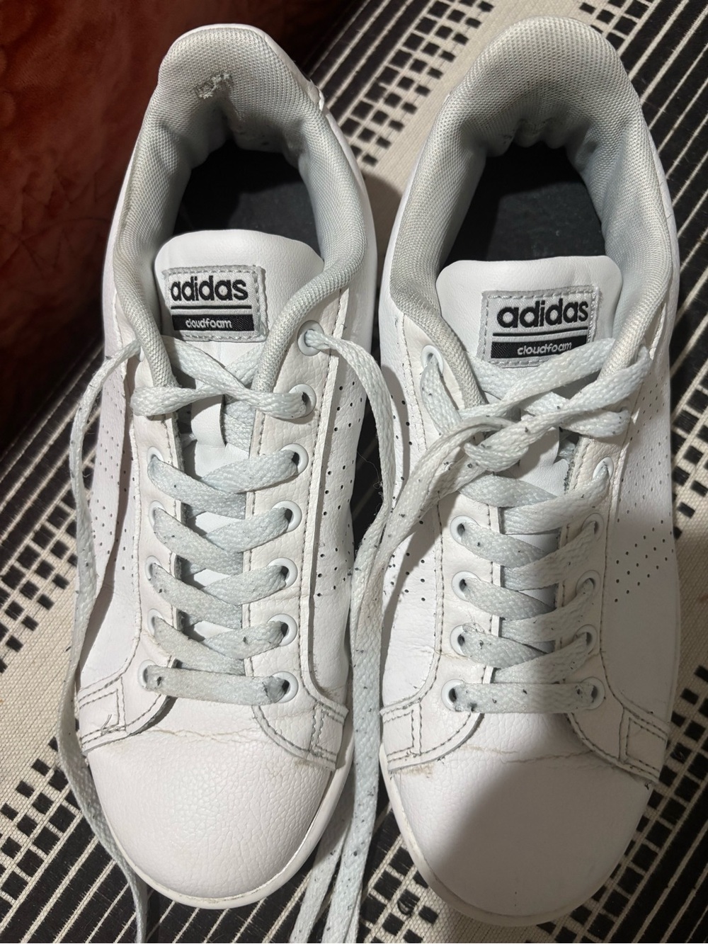 adidas cloud foam White Leather Low-Top Sneakers